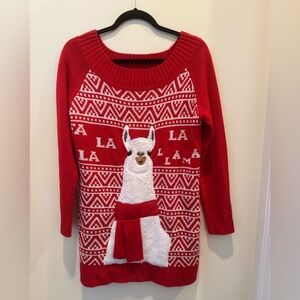 Red Llama Pattern Sweater